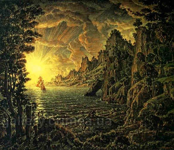 Корабли. Вечернее солнце. Богаевский Константин Федорович