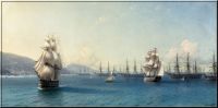 Черноморский флот до Крымской войны на феодосийском рейде. 