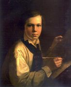 Тропинин - Портрет сына художника за мольбертом. 