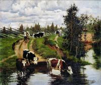Степанов - Коровы на водопое.